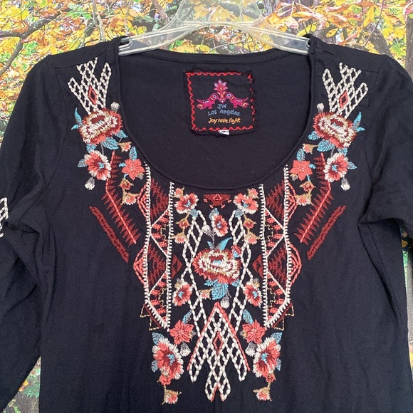 Johnny Was 3/4 Sleeve Dress with Embroidered Flowers, Size Small - Picture 4 of 8